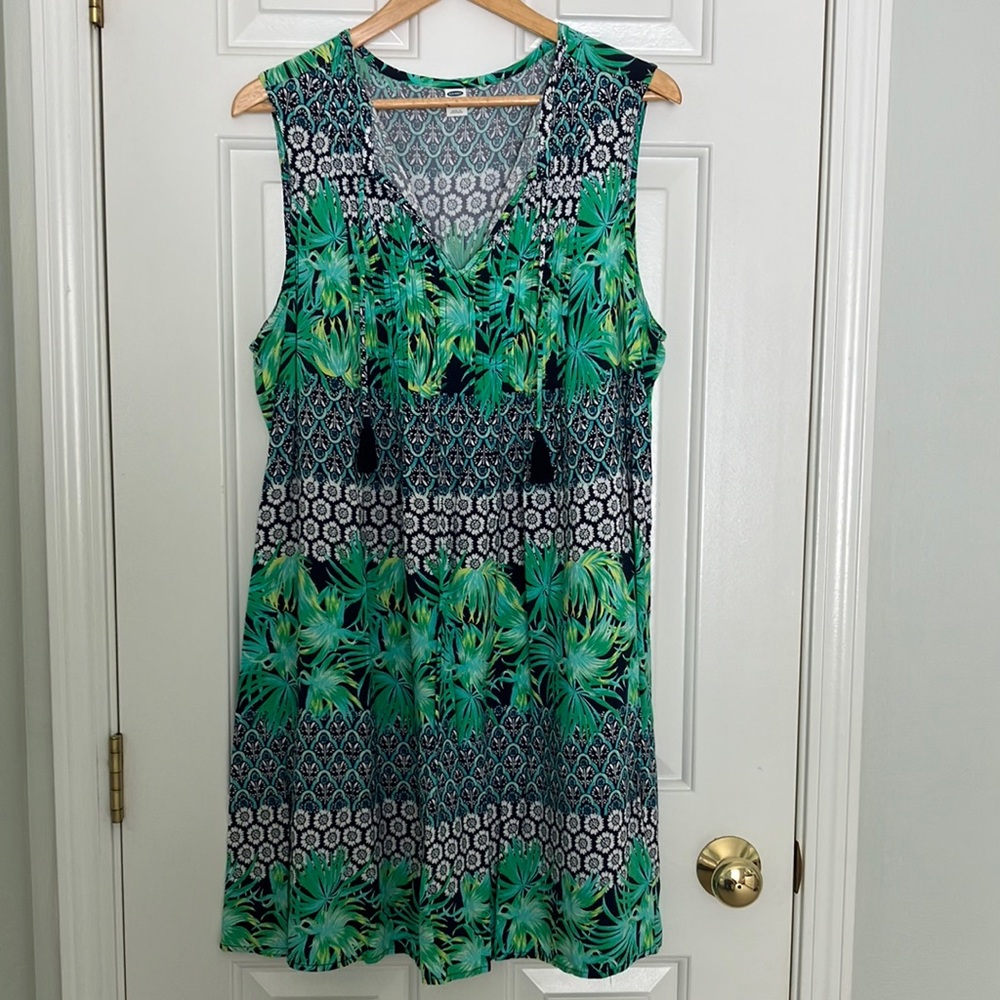 Old Navy tropical print pintuck swing dress XL